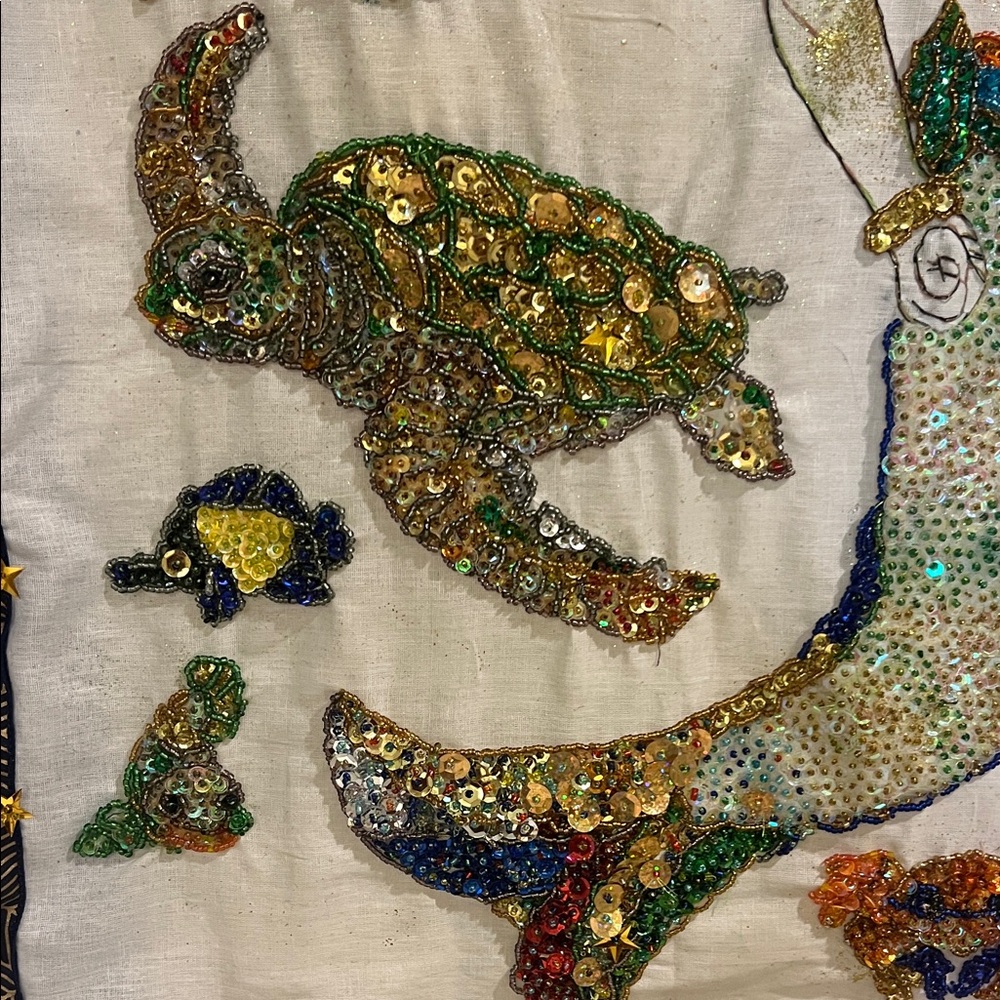 Unframed Wall home/ offices decor. Colorful Beaded MermanTapestry “20 x 23” - Picture 9 of 17